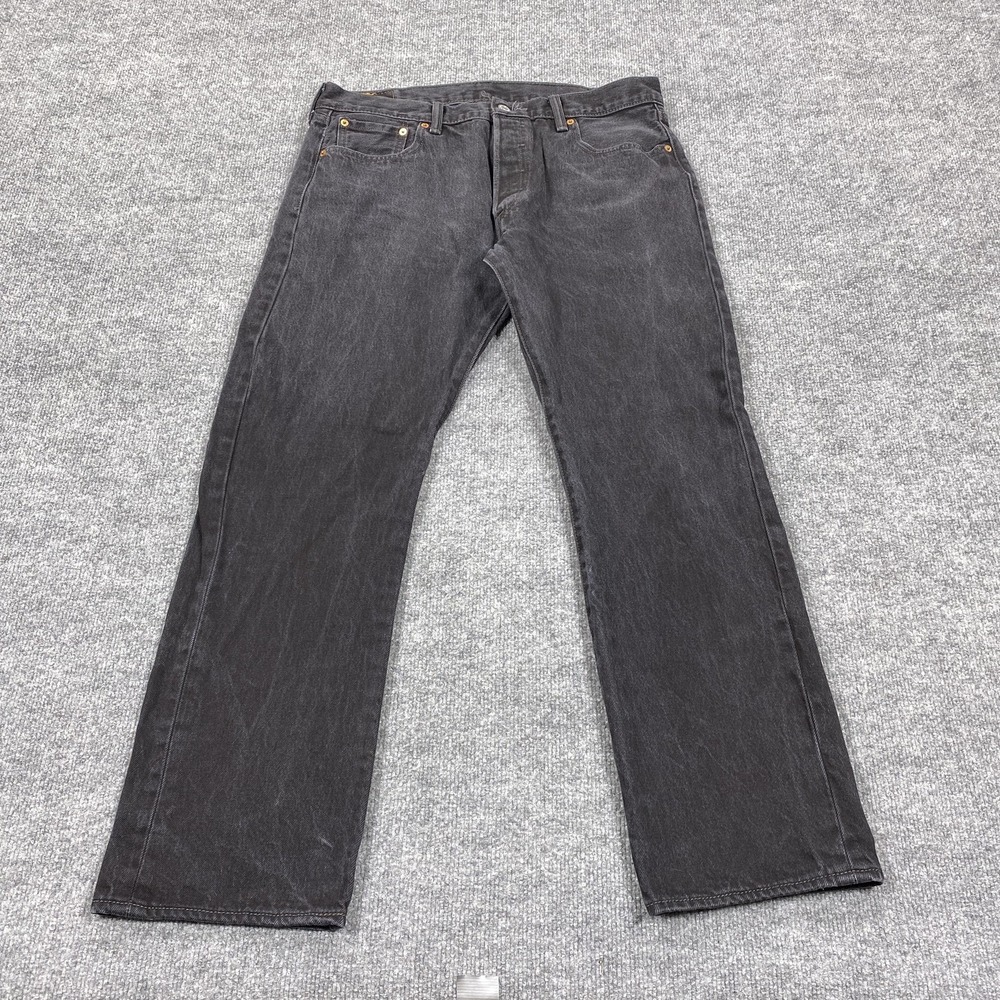 Levi's 501 Jeans Mens 36x30 Black Original Fit Straight Leg Button Fly Denim